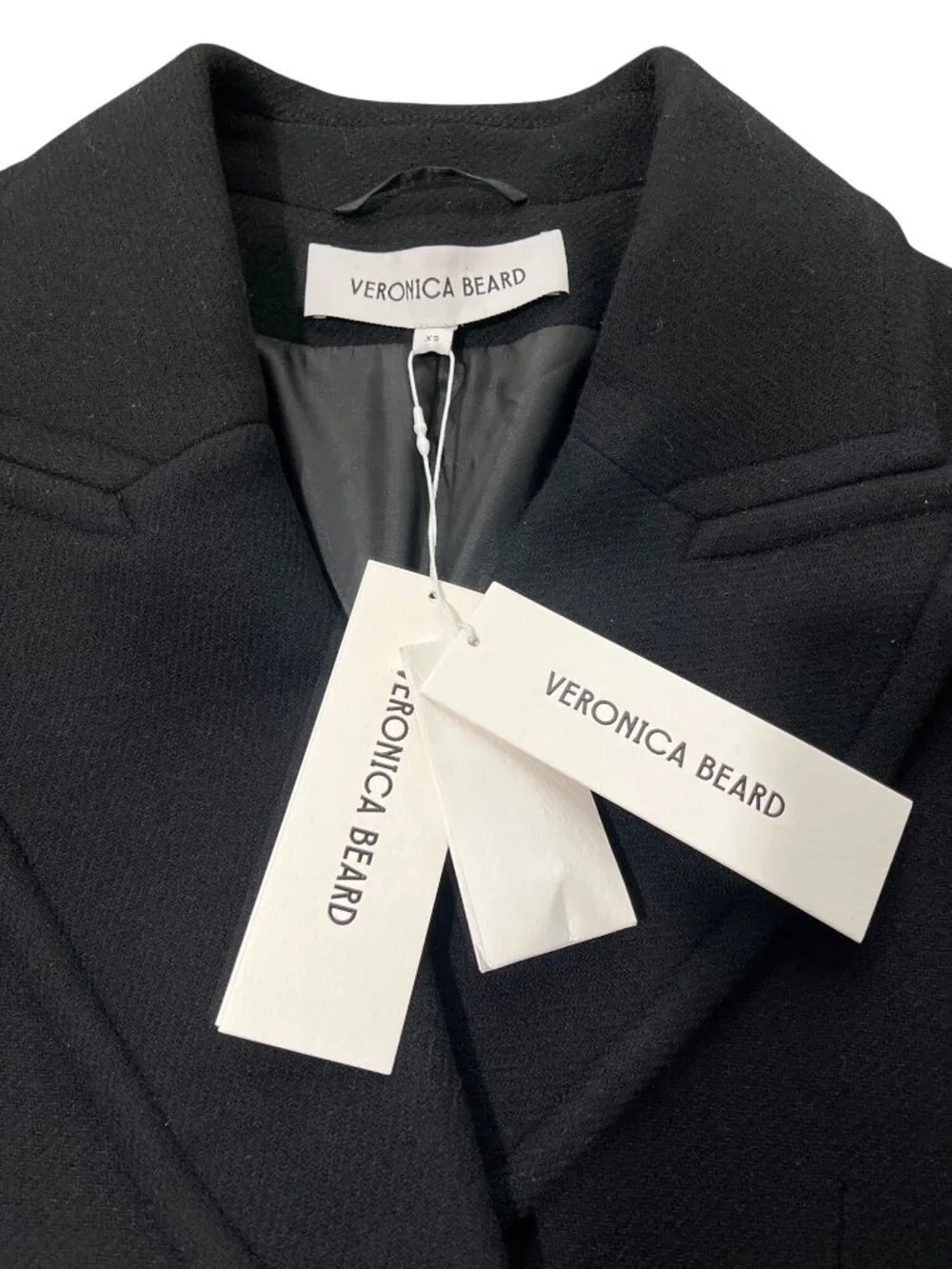 Veronica Beard Women XS Wool Coat Frattini Dickey Double-Breasted Black $998 NEW - Picture 9 of 12